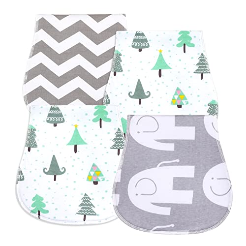Image of Teddy Run 4 Pack Burp Cloths, Cotton Burp Cloths for Baby Girl and Boy, Absorbent and Soft Burp Rags for Baby Registry Nursery Newborn Gift (Blue)
