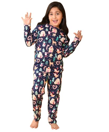 Image of ANTHRILO Sleepwear Pajama Set for Girls | Blue Nightwear with Top & Ankle Length Pajama | Regular Wear Round Neck - Full Sleeves T-Shirt |Homeware Skin Friendly Fabric| Cotton / 4-5 Years