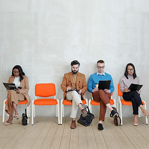 Image of VINGLI Orange 10-Pack PU Stackable Chairs Set for Waiting Room, Church, Conference, Office Guest & Reception, Meeting, Lobby - Simple & Space-Saving
