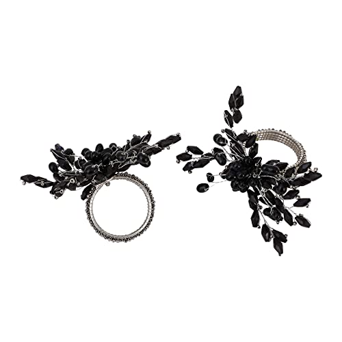 ITOS365 Napkin Rings Set of 6 for Dining Table Decoration Parties Everyday Metal Napkin Holder Leaf Black (Pack of 6) - Image 4