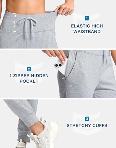 Image of G Gradual Women's Fleece Lined Joggers with Zipper Pocket Water Resistant Running Hiking Pants Winter Warm Thermal Sweatpants