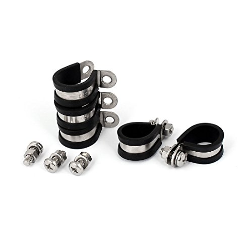 Aexit 5pcs 20mm Clamps P Clips EPDM Rubber Lined Mounting Bracket for Pipe Strap Clamps Tube Cable