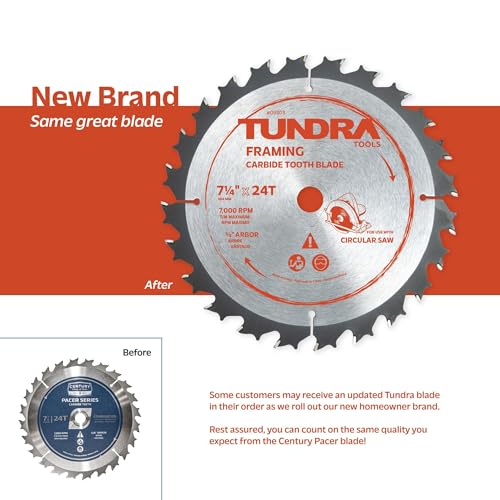 Image of Tundra Tools 09303 Framing Circular Saw Blade, 7-1 /4 inch, 24T, 10 Pack | Tungsten Carbide Teeth, Circular saw blade, General Purpose, Precision balanced