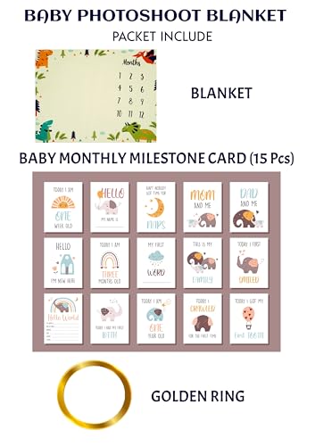 Image of Monthly Milestone Blanket Dinosaur Design | 1-12 Months | Ultra-Soft & Skin-Friendly | Ideal for Newborn Boys & Girls | Perfect Baby Growth Tracker & Photoshoot Prop