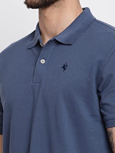Image of Cantabil Men's Cotton Blend Solid Polo Neck T-Shirt (Regular Fit)