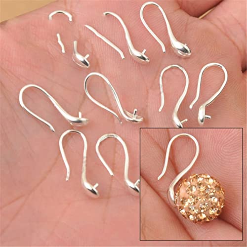ZimiZu 100X Nice Making 925 Sterling Silver Jewelry Findings Slippy Hook Boucle d'oreille Ear Wires Design Crystal Stones Beads-Default