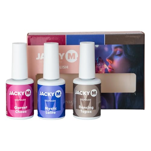 JACKY M.® Jewel Mirage Lot de 3 vernis à ongles gel UV/LED de qualité supérieure (3 x 9 ml) sans HEMA végétalien
