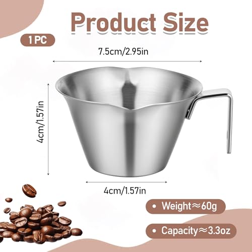 Vaso medidor espresso de acero inoxidable 3.4 oz miniatura 3