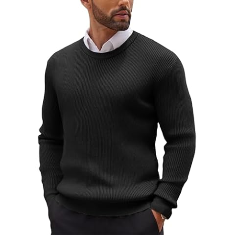 COOFANDY Men's Ribbed Knit Jumper Cover