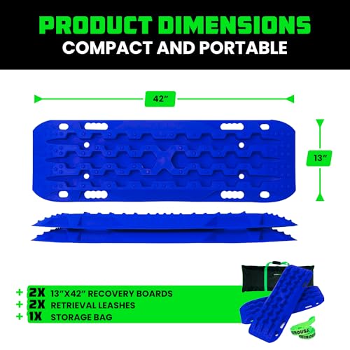 Image of Rhino USA Off-Road Traction Boards (2-Pack) - Sand, Mud & Snow (Blue)