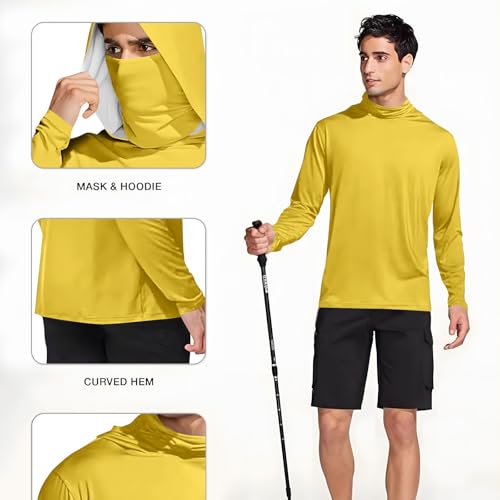 Mens UPF 50+ Light Jacket Sun Protection Face Mask Hooded SPF UV Jacket Hiking Fishing Shirt Long Sleeve Big and Tall4