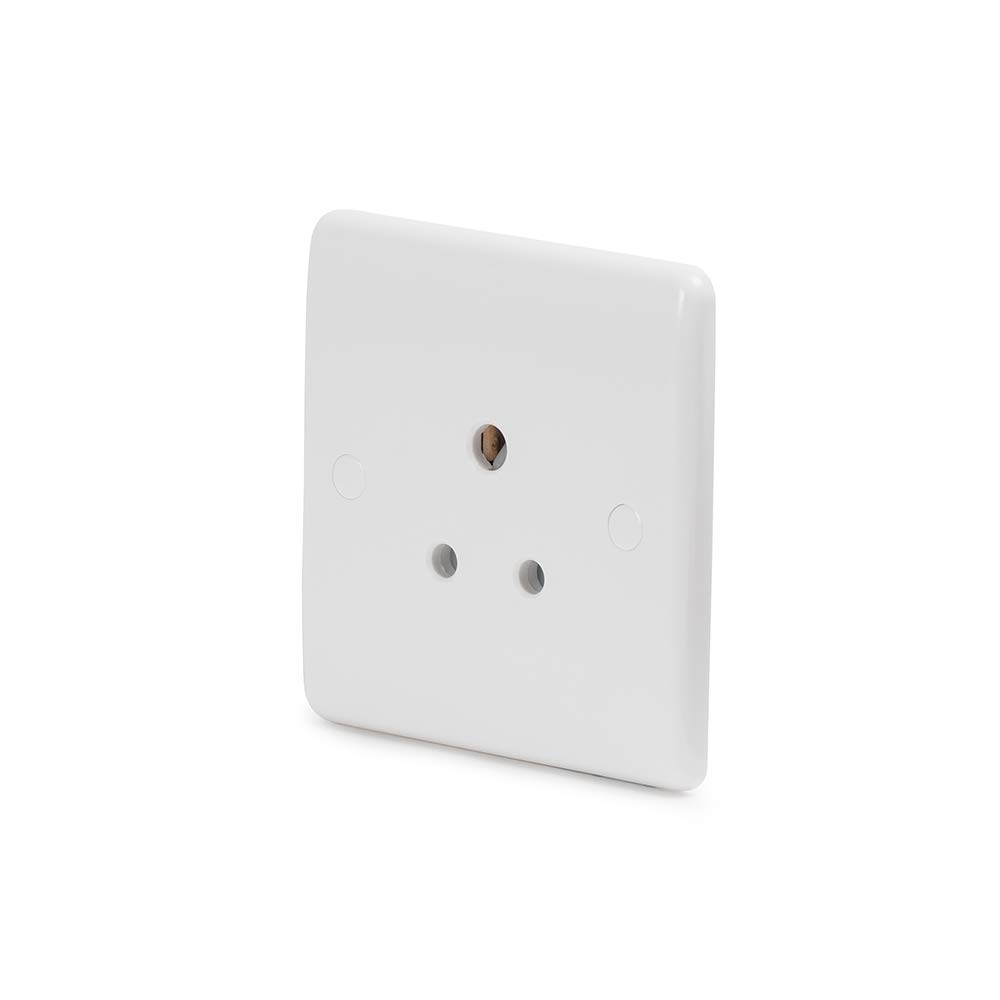 Lieber Grey|White|Silver|Beige Silk White 5 Amp Plug Socket - Curved Edge