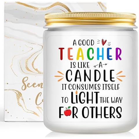 AREOK Teacher Appreciation Gifts for Women Men - Teacher Gifts for Teacher from Student - Best End of Year Teacher Gifts for Valentines Day, Candle for Teacher Candles, Lavender Scented Cover