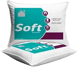 Kit Travesseiro 65 x 45cm com Altura de 10 cm Antialergico Fibra Siliconada Importada de Baixa Densidade Macio Baixo - 2 ou 4 Unidades (Kit 2 Unidades)