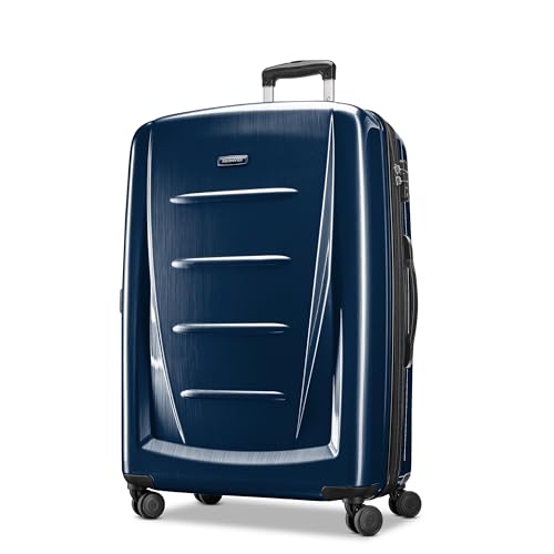 Samsonite Winfield 2 Hardside Expandable Luggage with Spinner Wheels, Navy, Checked-Large 28-Inch