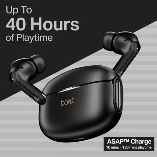 Image of Boat Airdopes 219, 4Mics ENx, 40H Battery, Best in Segment for Calling, Stream Ad Free Music via App Support, Bluetooth Earbuds, TWS Ear Buds Wireless Earphones with mic (Carbon Black)