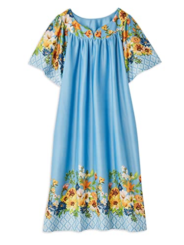 Image of AmeriMark Casual Women's Patio Muumuu House Dress Loose Comfortable Short Sleeve Sun Dress Lounger Gown Sleepwear for Ladies