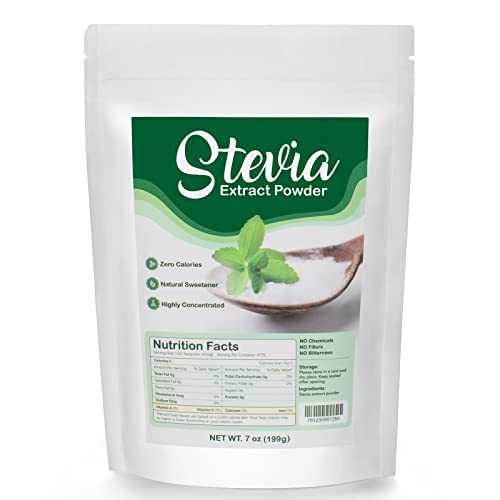 CCnutri Stevia Pure Stevia Powder 7oz(199g), Stevia Sweetener Premium Sugar Substitute, All Natural Pure Sweet Leaf Extract-No Fillers, No Bitterness, Zero Calorie, Highly Concentrated