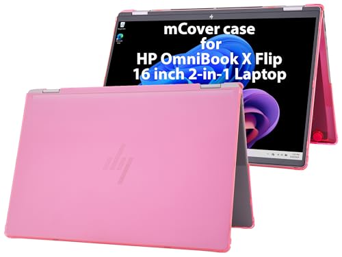mCover Case ONLY Compatible for 16 2025+ HP OmniBook X Flip 16-ASxxxx 16-AUxxxx 16-ARxxxx 16-BExxxx 2-in-1 Windows Laptop PC (NOT Fitting Other HP Models)- Pink