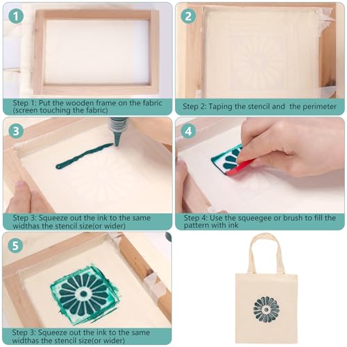Caydo S-074E 37 Pieces Kids Screen Printing Kit Includes Wood Silk Screen Printing Frame thumb #4
