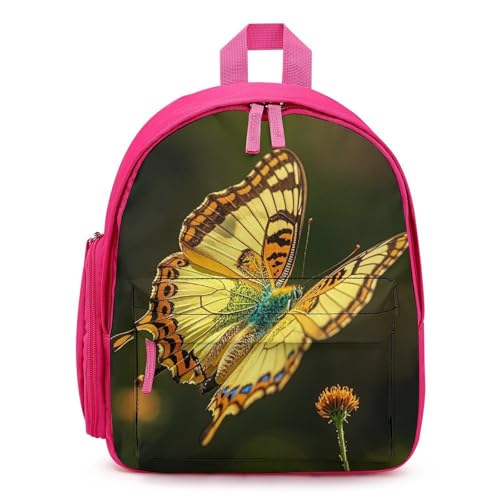 Flying Golden Butterfly Backpack for Men Women, Durable Small Bookbag Lightweight Daypack for Travel, Hiking, Pink-style