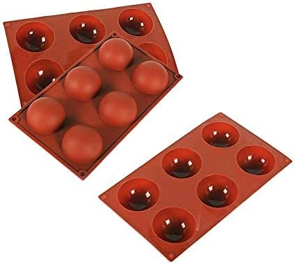 Zueyen 3 Pack 6 Cavities Large Hemisphere Dome Silicone Mold, Silicone Cake Mold Jelly Pudding Candy Chocolate Molds Trays Non-Stick Silicone Fondant Moulds for Baking Cake Chocolate Making