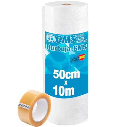 GMS   Rollo Burbuja 50cm x 10m + Precinto   Rollo Burbuja Mudanza   Rollo Burbuja Embalaje   Burbuja Mudanza, Envio y Embalaje   Papel Burbuja (50cm x 10m+Precinto)