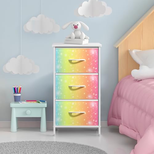 Sorbus Kids Nightstand, Fabric Drawers (Colorful with Stars, 3 Drawer) - image 2