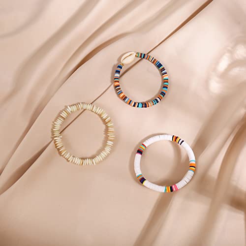 Conran Kremix Crystal Beaded Bracelets For Women Stackable Set Layer Vinyl Disc Beaded Stretch Bracelet Beach Surfer Bracelets #TOP2
