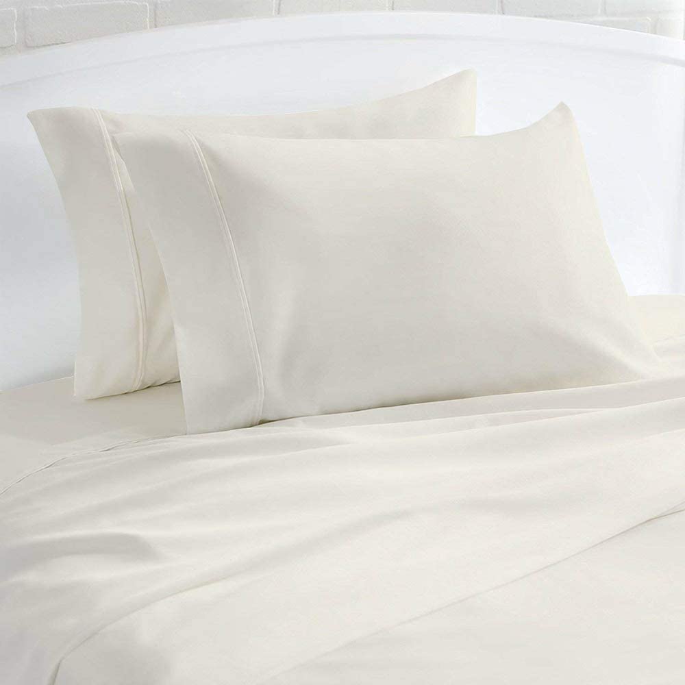 Juego de 4 fundas de almohada de 1000 hilos de algodón egipcio 100 % de algodón transpirable, de fibra larga, 20 x 30 pulgadas, fundas de almohada color marfil, tamaño estándar
