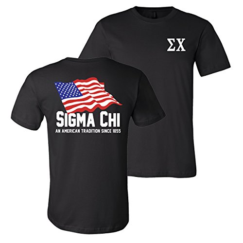 Sigma Chi Fraternity American Tradition Bella+Canvas Soft Fitted Black T-Shirt