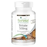 Fairvital | Shiitake 500mg - Lentinula edodes - VEGANO - Dosis elevada - 90 Cápsulas - Calidad Alemana