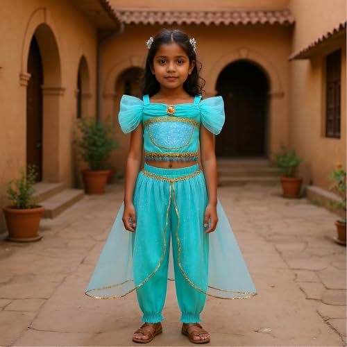 Disfraz de Princesa Niña Turquesa 2 Piezas Talla 5-6T miniatura 2