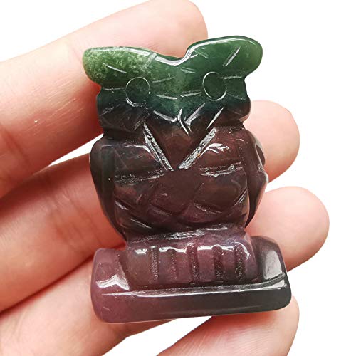 Manekieko Natürliche Ozean Jaspis Eulenkristalle Und Heilsteine Figuren Sammlerstücke, 40mm Bürodekoration Edelstein