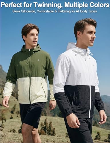 Image of Venzina Sunscreen Jacket for Men Lightweight UPF 50+ Breathable Sun Hoodie Wind-Resistant Quick-Dry Packable Jacket for Running Hiking Fishing