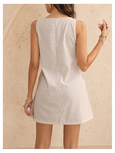Women's Summer Sleeveless Mini Dress Casual Crew Neck Vacation Dresses with Pockets2
