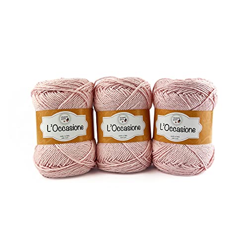 Tricot Cafè - L'Occasione - Pelote mélangée coton et acrylique pour tricoter des aiguilles à tricoter légères et respirantes/crochet : 4.00/4.50 rose...