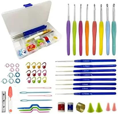 Kit Crochê Com 16 Agulhas Acessórios e Caixa Organizadora Artesan...