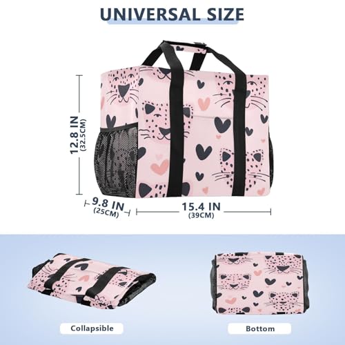 Nander Cute Leopard Print Foldable Tote Bag Waterproof Sandproof Women Beach Bag Handbag Gym Bag Travel Shopping Bag2