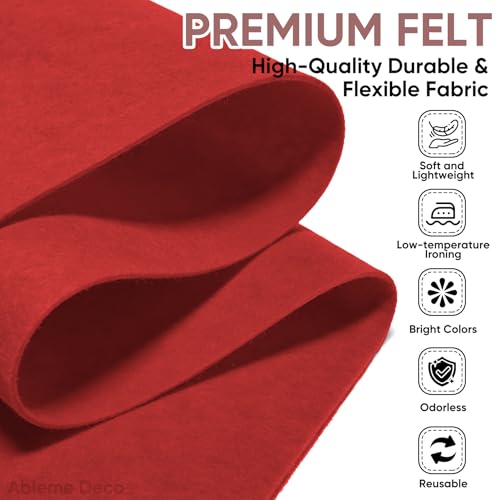 Image of Soft Felt Fabric Sheet 18 inch x 36 inch, 1.6mm Acrylic Craft Felt, Red | Soft Thick Felt by The Yard, Large Precut Sheet, Nonwoven Fabric for Sewing DIY Crafts, Classroom & Home Decor