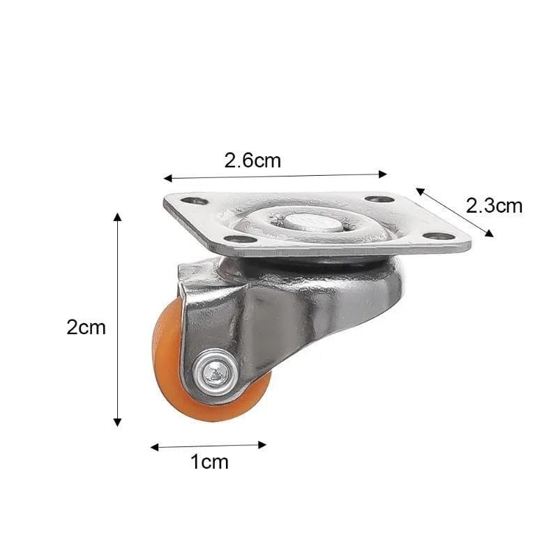 Universal-Möbelrolle weiche Gummi-Schwenkrolle(Orange,2PCS)