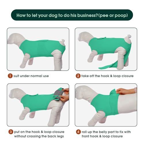 Kuoser Dog Surgery Suit Female Spay, Dog Recovery Suit Male Neuter, Puppy Clothes Onesie for Surgery Anti Licking Abdominal Wounds Pet Surgical Recovery Bodysuit Shirt, Substitute E-Collar & Cone
