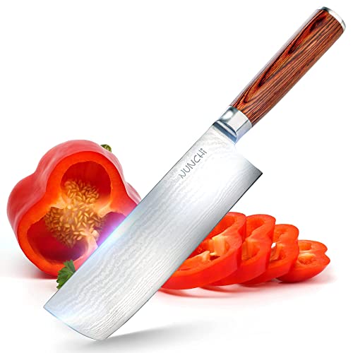 Chef And Nakiri Knife Set, Vg-10 Japanese Stainless Steel 8 Inch Chef's Plus A 7 Inch Nakiri With Pakkawood Handles - Professional, Japanese Damascus Kitchen Knives Set For Chefs, Home Cooks #TOP1