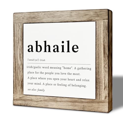 Abhaile Definition Wooden Decor Sign Irish Home Decor a Place or Feeling of Belonging Sign Home Decorative Signs Farmhouse Decors For Bedroom Living Room 5.9X5.9 Inches