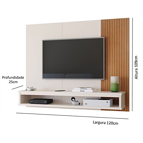 Painel Estante para Tv Cissa Smart 43 42 50 Polegadas Nicho Sala Quarto (Off White)