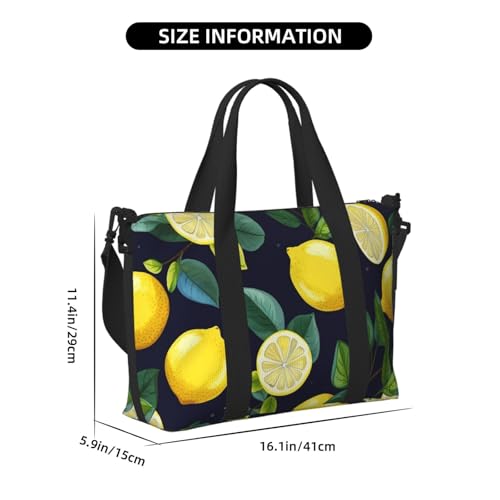 Travel Duffel Bag for Men Gym Bag, Lemon fruit Luggage Bag with Shoulder Strap, Large Gym Tote Bag for Women, Weekender Overnight Bag, Foldable Carry on Bag for Airplane3