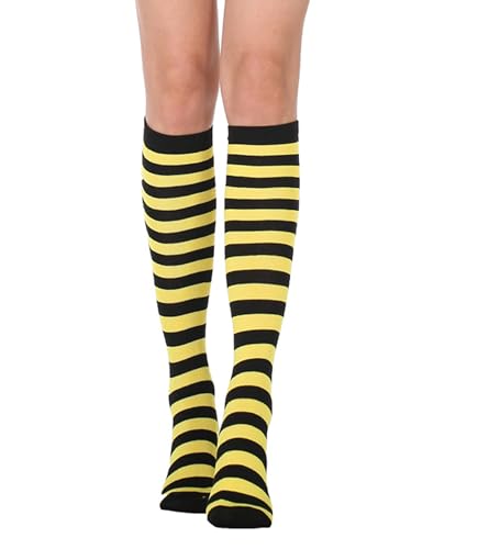 Image of Women's Knee High Athletic Socks Casual Stripes Tube Socks Outdoor Sport Socks