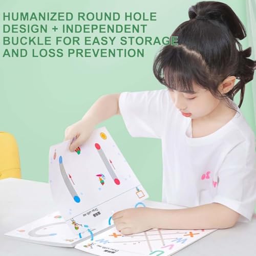 Image of RECLUSE Connecting Dots Mindfulness Learning Workbook for Kids Reusable Writing Practice Book Brain Development,Attention Building,Dot-Dot Activity Book with Pens & Ring Set Preschool Educational Toy