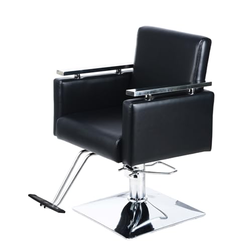 Panana Barber Chair Height Adjustable Hairdressing Chair for Hair Salon Haircut Spa with Metal Top Armrest Faux Leather Hydraulic Pump 360 Degree Swivel Foot Pedal