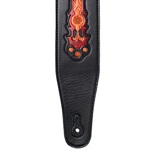 Walker & Williams CVG-23-BB Sangle de guitare en cuir Noir/rouge Motif croix - Les Beatles, Paul McCartney, John Lennon, RIngo Starr, George Harrison Walker & Williams CVG-23-BB Sangle de guitare en cuir Noir/rouge Motif croix – Image 5